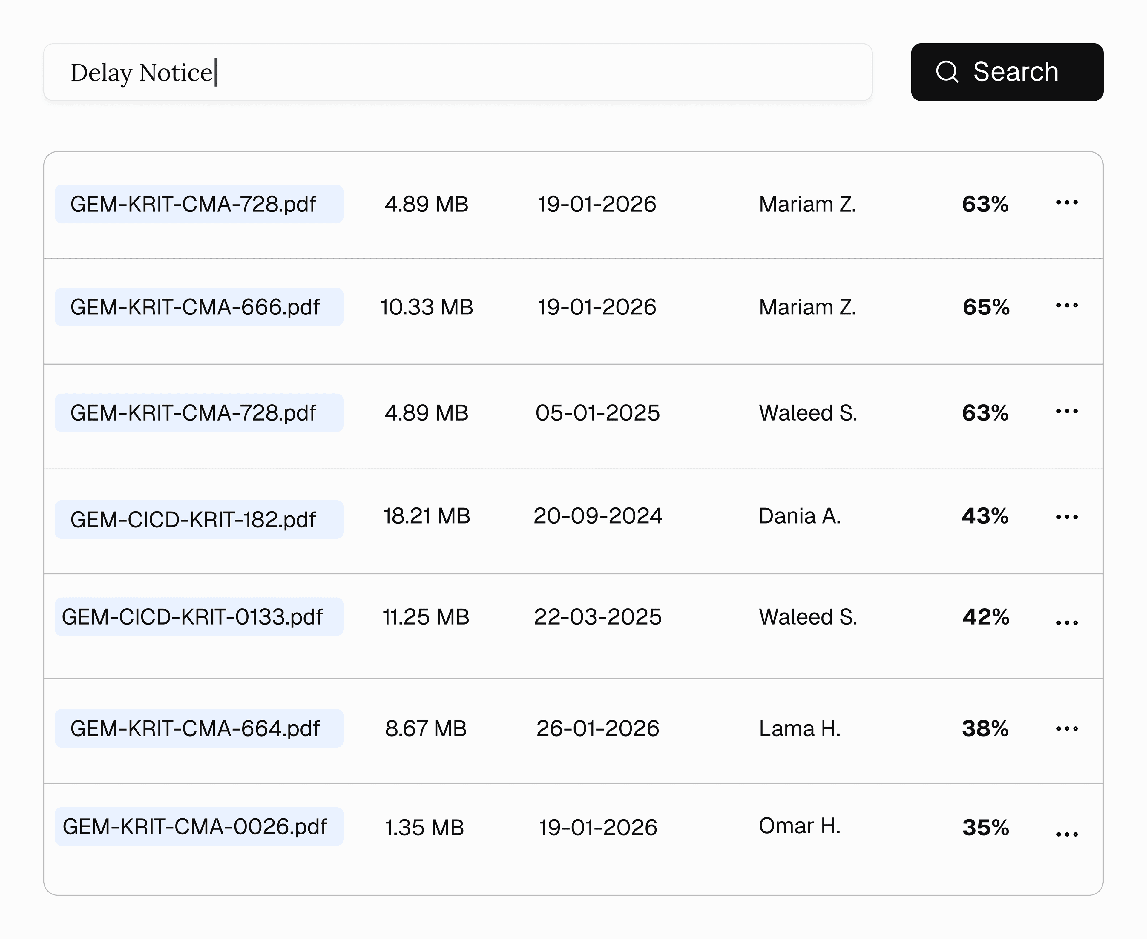 Semantic search screenshot